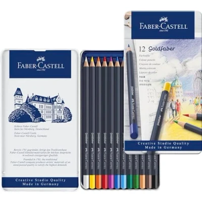 Afbeelding van Kleurpotloden Faber Castell Goldfaber blik à 12 stuks assorti