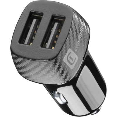 Afbeelding van Cellularline Autolader Dubbel, Auto adapter, Zwart