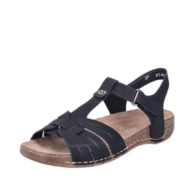Afbeelding van Rieker 61461 Sandalen met enkelbandje voor dames, zwart., 36 EU