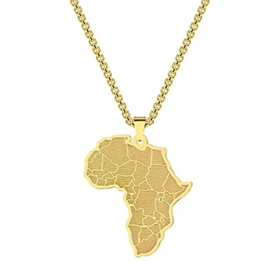 Afbeelding van Chereda Halsketting met Afrikaanse kaart hanger van Roestvrij staal voor mannen verjaardagscadeau,