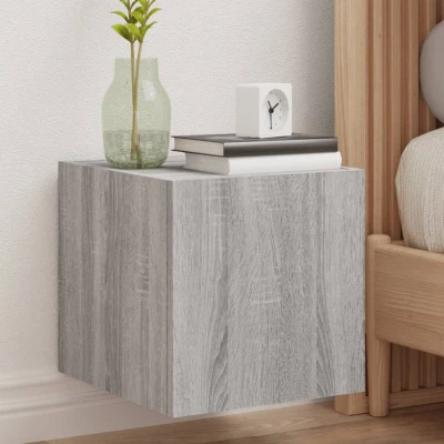 Afbeelding van Tv wandmeubel met LED verlichting 30,5x35x30 cm grijs sonoma