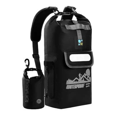 Afbeelding van IDRYBAG Drijvende waterdichte rugzak voor heren, kajakrugzak, 20 l/30 l/40 l, zwart,