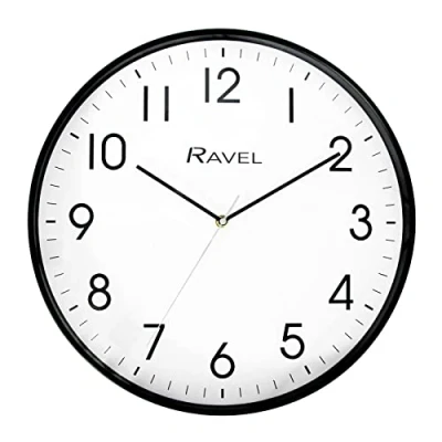 Afbeelding van Ravel Moderne analoge kwarts wandklok voor kantoor en keuken 40 cm RWC.40.3 Zwart