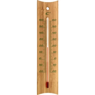 Afbeelding van Binnen/buiten thermometer bamboe 4,5 x 20 cm Buitenthemometers Temperatuurmeters