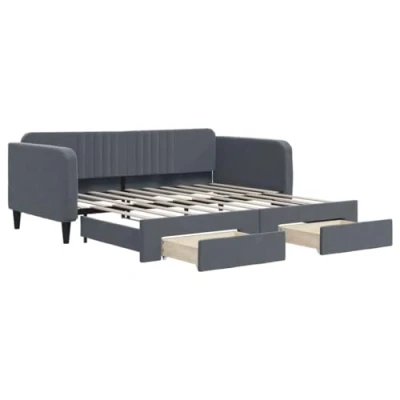 Afbeelding van vidaXL Slaapbank onderschuifbed en lades 90x190 cm fluweel donkergrijs