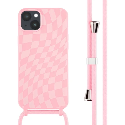 Afbeelding van iMoshion hoesje Geschikt voor iPhone 14 Plus met koord Siliconen roze