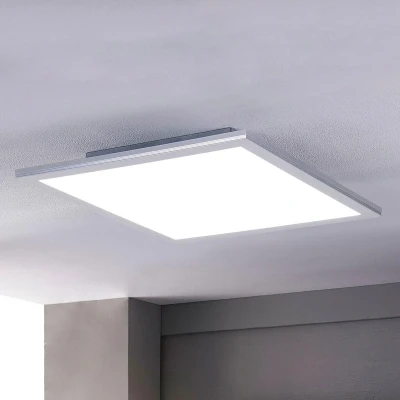 Afbeelding van Lindby LED plafondlamp met dimmer 1licht PMMA, aluminium H: 5.2 cm wit, zilver Inclusief lichtbron