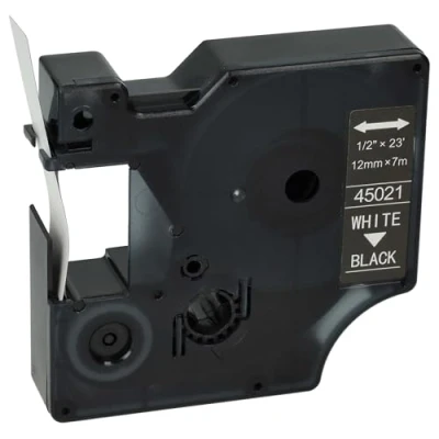 Afbeelding van vhbw Reserveband voor Dymo 45021, D1 labelprinter 12 mm, wit op zwart