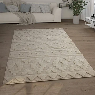 Afbeelding van Paco Home Hoogpolig Vloerkleed Woonkamer Shaggy 3D Look Ethno Boho Vintage Zacht 200x280 cm