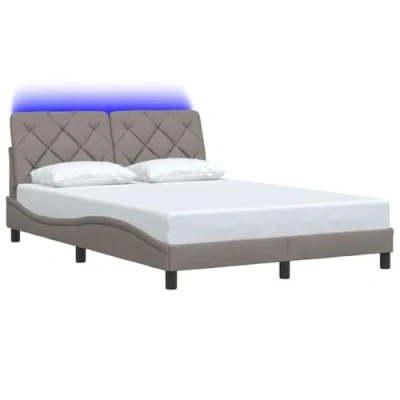 Afbeelding van vidaXL Bedframe met LED zonder matras 120x200 cm stof taupe