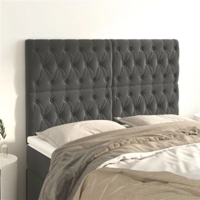 Afbeelding van vidaXL Hoofdborden 4 st 72x7x78/88 cm fluweel donkergrijs