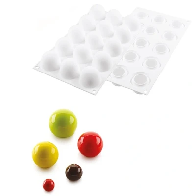 Afbeelding van Silikomart Siliconen Bakvorm Bol (15x) Ø4,2x3,6cm