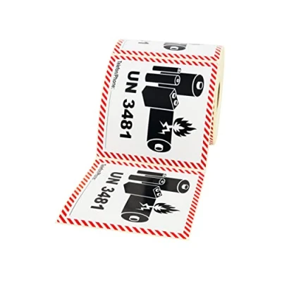 Afbeelding van Prolac UN 3481 stickers voor gevaarlijke goederen, bevat lithium ionbatterijen, 500 stuks, 100 x mm, zelfklevende etiketten, verzendetiketten,