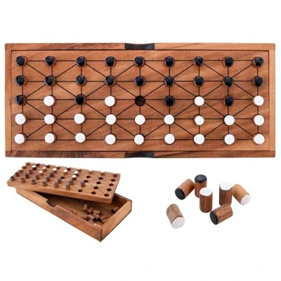 Afbeelding van Engelhart 350510 Coffret de Jeu Fanorona en Bois Durable société Strategie 2 Joueurs rangement pour les Pièces et règles multilingues 6 ans plus