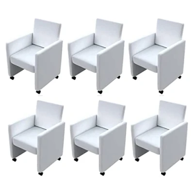 Afbeelding van vidaXL Eetkamerstoelen 6 st kunstleer wit