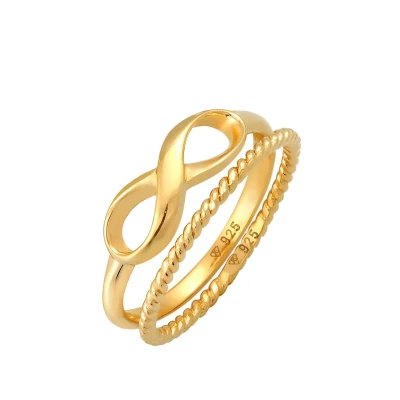 Afbeelding van Elli 2 PACK Infinity Ring goldcoloured, Dames, Maat: 54, Gold coloured