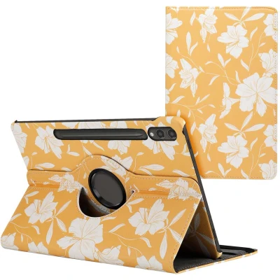 Afbeelding van iMoshion Tablet Hoes Geschikt voor Samsung Galaxy Tab S9 Plus 360 Draaibare Design Bookcase 2.0 Geel /Yellow Flowers