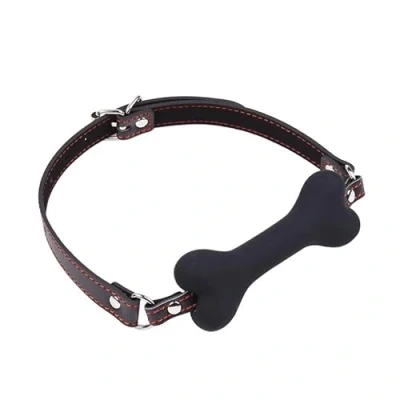 Afbeelding van Bone Gag Ball Silicone 12 cm Black