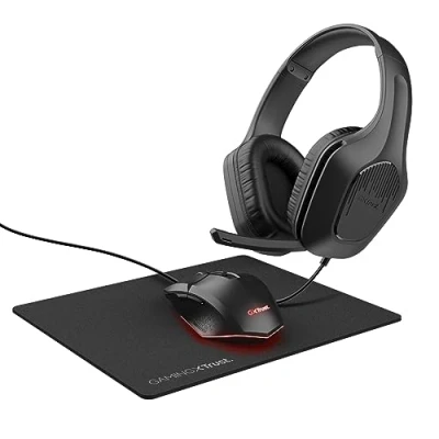 Image de Kit de gaming 3 en 1 Trust GXT 790 Casque + souris Tapis Noir