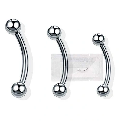 Afbeelding van WARRIOR Steriele piercing banaan, wenkbrauwen, cirkelvormig/gebogen barbell, tragus, helix, kraakbeen, oor van chirurgisch staal, 316L, titanium, 16G (1,2 mm) PMS 001/PTM 001, 316L