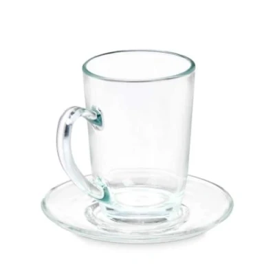 Afbeelding van Kopje met schoteltje Transparant Glas 200 ml (6 Stuks)