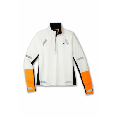 Afbeelding van Brooks RUN Visible 1/2 ZIP 2.0 Longsleeve, Dames, Maat: 32/34, Ecru fluoro flash black