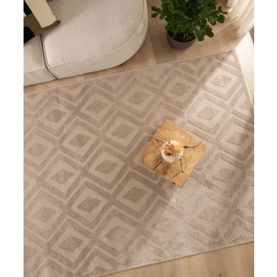 Afbeelding van Scandinavisch Vloerkleed Contour Diamond Beige 80x150 Cm
