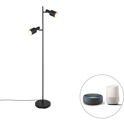 Afbeelding van QAZQA Smart vloerlamp zwart incl. 2 Wifi A60 Stijn