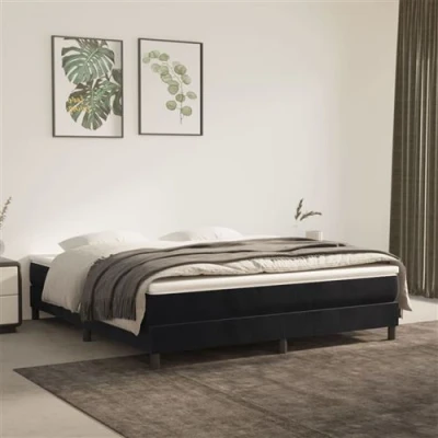 Image de vidaXL Sommier à lattes de lit et matelas Noir 160x200 cm Velours