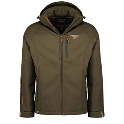 Afbeelding van Geographical Norway Taboo Softshelljas voor heren, waterdicht, outdoorjas, winddicht, tactisch, duurzaam, wandelen, skiën, herfst, winter, lente, Khaki (stad)