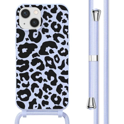 Afbeelding van imoshion hoesje Geschikt voor iPhone 14 met koord Siliconen design Meerkleurig / Animal Lila