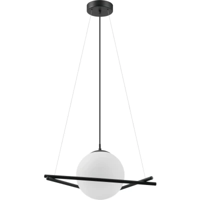 Afbeelding van Eglo Hanglamp E27 1lichts Staal Zwart / Glas opaal mat Wit