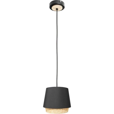 Afbeelding van Lindby hanglamp 1licht metaal, hout E27 zwart, licht