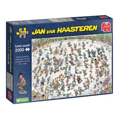 Afbeelding van Jan van Haasteren Skateboarden in de bowl 2000 stukjes puzzel Legpuzzel