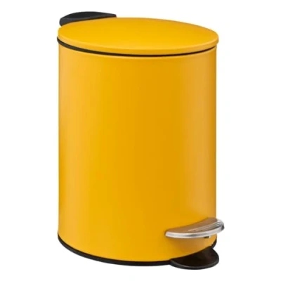 Afbeelding van 5Five Pedaalemmer mosterd geel metaal 3L 23 cm soft close voor badkamer en toilet