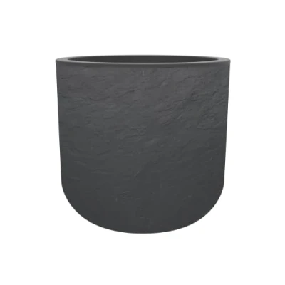 Image de EDA Pot Rond 50 cm Volcania&#039;Up 67 L Décor Imitation Pierre Simple Paroi Zone de Rétention d&#039;eau Ø 48,5 x H.46,2 Gris Anthracite