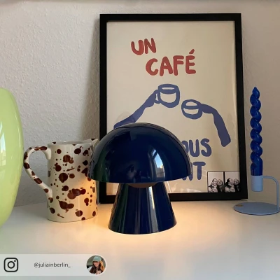 Afbeelding van Lindby LED tafellamp met touchdimmer 1licht IJzer H: 17.5 cm donkerblauw Inclusief lichtbron