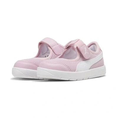 Afbeelding van Puma Courtflex V3 LINA Unisex Hardloopschoenen voor op de weg kinderen, Maat: 20, Rose mauve/white Imitatieleer/ textiel
