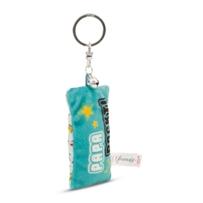 Afbeelding van NICI sleutelhanger mini pluche kussen papa Rockt 8 cm met belletje trouwe metgezel voor rugzak tas groot en klein 62109