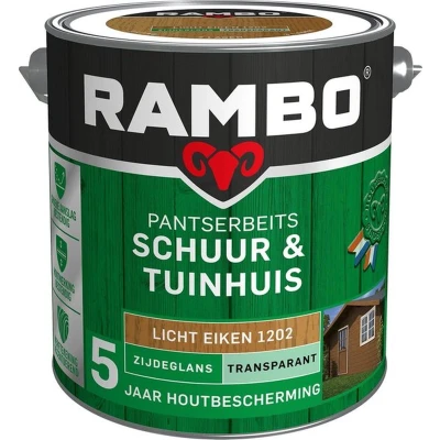 Afbeelding van Rambo Pantserbeits Schuur &amp; Tuinhuis Transparant Zijdeglans Lichteiken 1202 2,5 liter