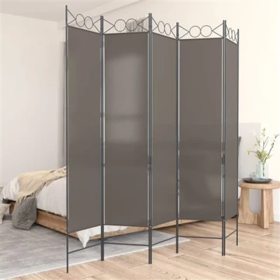 Afbeelding van vidaXL Kamerscherm met 5 panelen 200x200 cm stof antracietkleurig