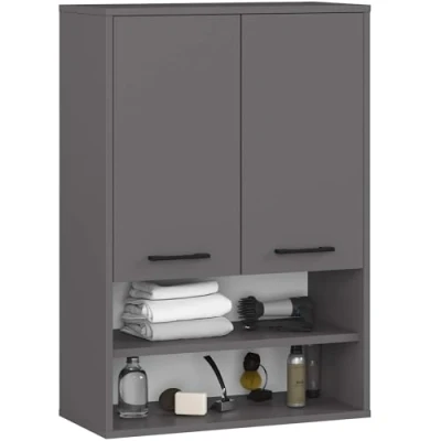 Afbeelding van Hangende Badkamerkast FIN H934 W64 met 2 Deuren en 4 Planken / AKORD Furniture Factory Grafietgrijs 64 x 94 30 cm