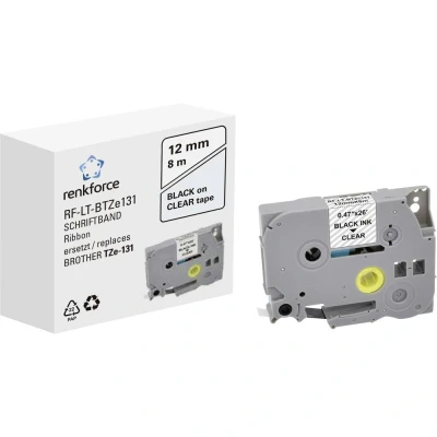 Afbeelding van Labeltape Renkforce RF LT BTZe131 Compatibel vervangt Brother TZe 131 12 mm Tapekleur: Transparant Tekstkleur: Zwart 8 m