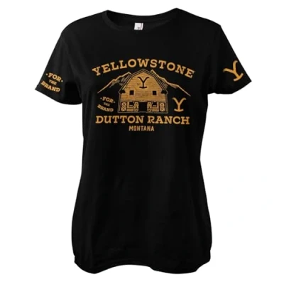 Afbeelding van Yellowstone Officieel gelicentieerd Barn T shirt voor dames, zwart.