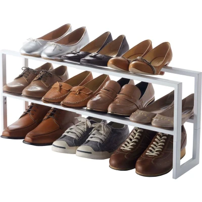 Afbeelding van Yamazaki Extendable shoe rack 2 tier Line White