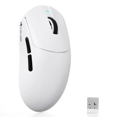 Afbeelding van ATTACK SHARK X8 SE Souris Gaming Sans Fil, Ultra Légère 55g, Capteur PAW3311, Puce BK52820, 25 000 DPI, Connexion BT/2,4G/USB C, 80 Millions de Clics, Batterie 500mAh, Pilote Web pour PC/Mac Blanc