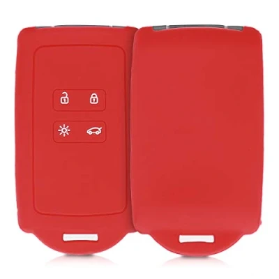 Afbeelding van kwmobile autosleutelhoes geschikt voor Renault 4 knops Smartkey autosleutel (alleen Keyless Go) Siliconenhoes in rood Sleutelcover