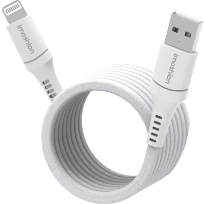 Afbeelding van iMoshion Kabel geschikt voor Lightning naar USB A 1 meter Magnetische oplaadkabel iPhone 11/12/13/14 Nylon Wit