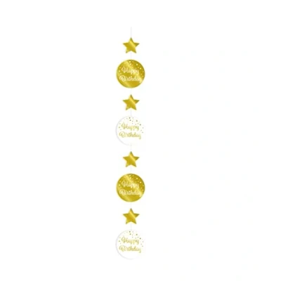 Afbeelding van Hangdecoratie Happy Birthday wit/goud per stuk