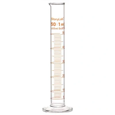 Afbeelding van stonylab 1 x Gegradueerde Cilinder, Borosilicaatglas, 50 ml, Zware Muur Glas Metencilinder